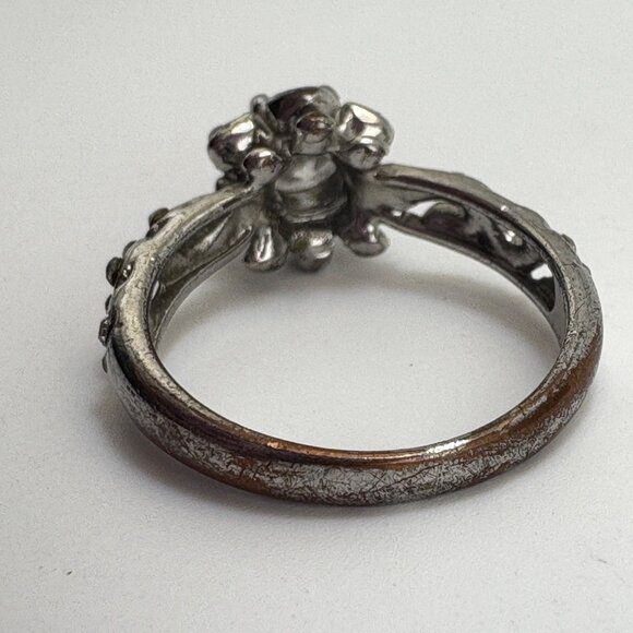 VTG Sterling Silver 925 Cubic Zirconia Fancy Border Prong Set Ring Size 8.25 - Picture 11 of 14